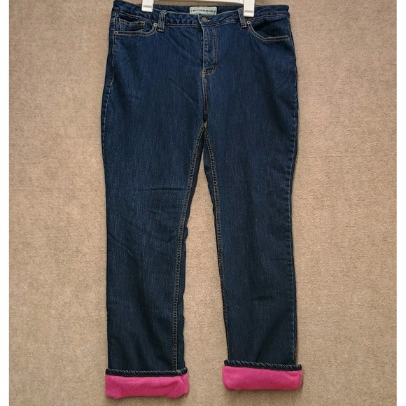 Bit & Bridle Women's 16 (36x30.5) Pink Fleece Lined Straight Leg Denim Jeans - Picture 1 of 6